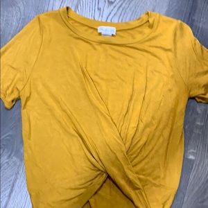 yellow cross front t shirt